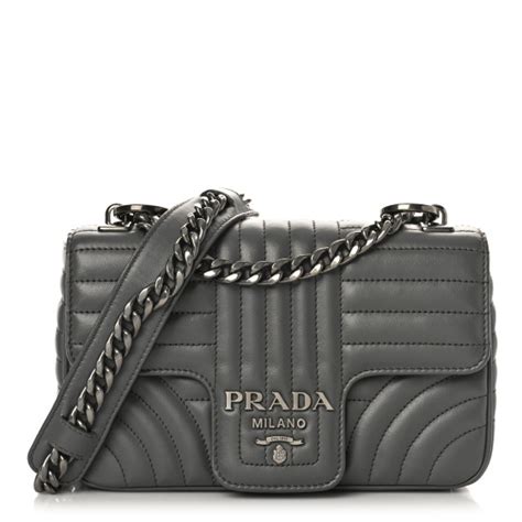 PRADA Soft Calfskin Impunture Diagramme Small Chain Flap 